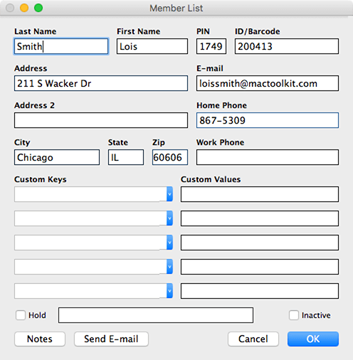 Member editor window