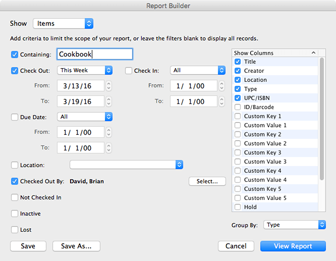 Report Builder window