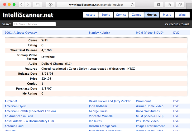 IntelliScanner.net shared collection